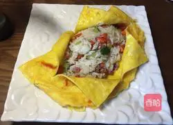 Illustration of how to make omurice rice 19