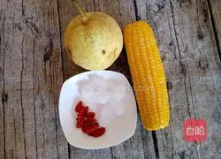 Illustration of how to make sweet corn, pear and syrup 1