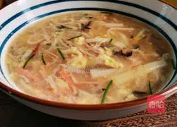 Illustration of how to make vinegar, pepper, corn, tofu and egg soup 16