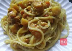 Japanese Curry Chicken Pasta Recipe Illustration 11