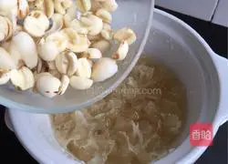 Illustration of how to make lotus seed, lily and white fungus soup 7