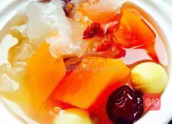 Papaya Illustration of how to make white fungus soup 14