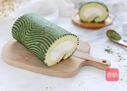 Illustration of how to make matcha stump cake roll 21
