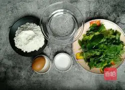 Illustration of how to make celery leaf egg pancake 1
