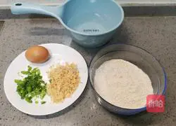 Illustration of how to make shrimp skin egg pancake 1