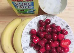 Illustration of how to make cherry coconut milkshake 1