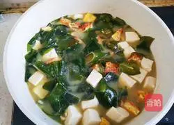 Illustration of making wakame tofu soup 12