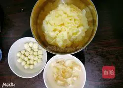 Illustration of how to make lotus seed, lily and white fungus soup 2