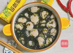Illustration of how to make seaweed meatballs and oyster soup 10