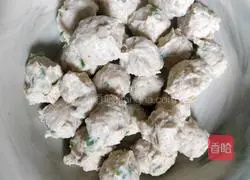 Illustration of how to make chicken ball noodles in mushroom soup 8