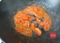 Illustration of how to make tomato and egg soup seafood version 2