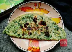 Illustration of how to make celery leaf egg pancake 12