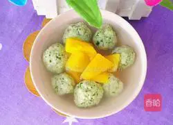 Mango Spinach Ball Soup Illustration of how to do it 15