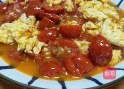 Scrambled eggs with cherry tomatoes Illustration of how to do it 6