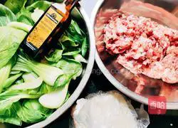 Illustration of how to make vegetable and meat wontons 1