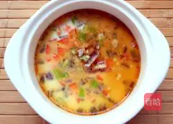 Illustration of how to make shrimp skin egg custard 12