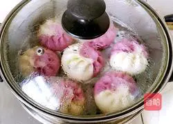 Illustration of how to make purple sweet potato two-color buns 20