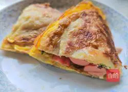 Illustration of how to make ham and egg pancakes 9