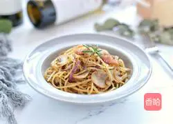 Illustration of how to make stir-fried pasta with black pepper, mushrooms and bacon 13