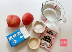 Illustration of how to make peach ramen milk tea 1
