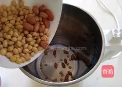 Illustration of making peanut red date soy milk 5