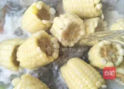 Illustration of how to make pork ribs, corn and yam soup 16