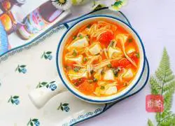 Illustration of how to make tomato, mushroom and tofu soup 13