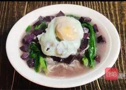 Purple Sweet Potato Poached Egg Noodle Soup Illustration 8
