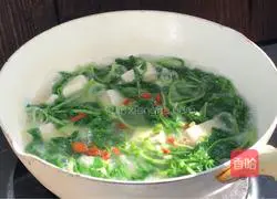 Illustration of how to make tofu, wolfberry and radish seedling soup 9