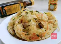 Illustration of making olive oil chive pancake 21