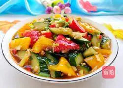 Illustration of how to make cold cucumbers and peppers 1