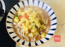 Illustration of how to make beef soup and potato hand-rolled noodles 8