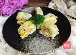 Illustration of how to make broccoli egg pancake rolls 11