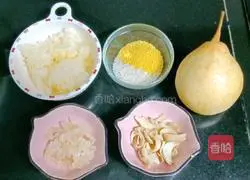 Illustration of how to make white fungus, snow pear and lily rice paste 1