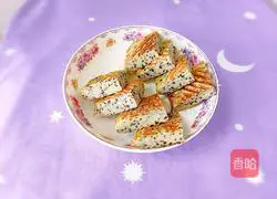 Illustration of how to make black sesame and taro pancakes 1