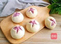 Illustration of how to make purple potato blossom steamed buns 15