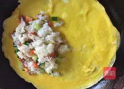 Illustration of how to make omurice rice 17