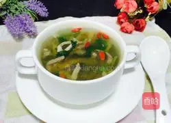 Illustration of how to make shredded mustard pork soup 8