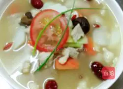 Illustration of how to make two-color radish soup with sliced ​​meat 6