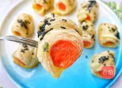 Illustration of how to make crispy sausage puff pastry rolls 12