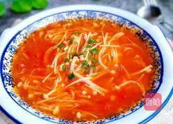 Illustration of how to make tomato and enoki mushroom soup 9