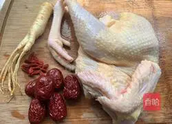 Illustration of how to make fresh ginseng and chicken soup 1