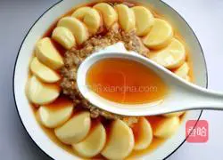 Illustration of how to make minced meat, steamed eggs and tofu 10