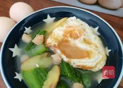 Illustration of how to make Poached Egg, Scallops and Luffa Soup 9