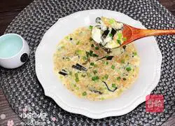 Illustration of how to make sea rice, seaweed, soy milk and steamed eggs 15