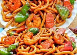 Black pepper, shrimp, ham and udon noodles recipe 3