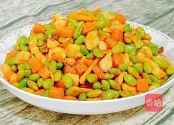 Stir-fried edamame with diced chicken Illustration of how to make rice 17