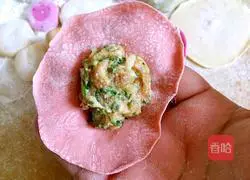 Illustration of how to make colorful dumplings (pork and garlic sprouts stuffing) 8