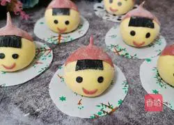 Illustration of how to make cute bean paste buns 12