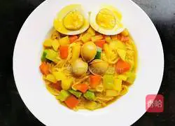 Illustration of how to make abalone curry noodles 9